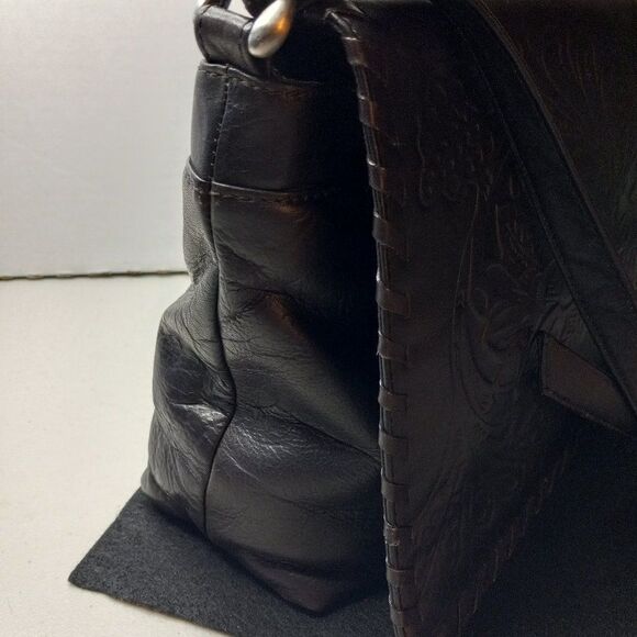 Vintage Cafe by Marlo Embossed Black Crossbody bag Cottagecore Granny Chic - Picture 4 of 14